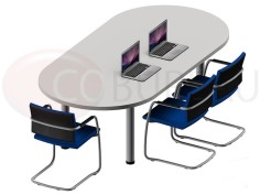 Table ovale Pro métal 200 cm - pieds tube rond 2