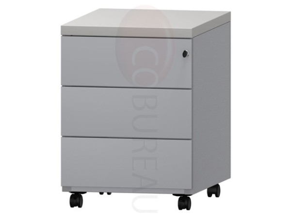 Caisson mobile metallique 3 tiroirs top gris