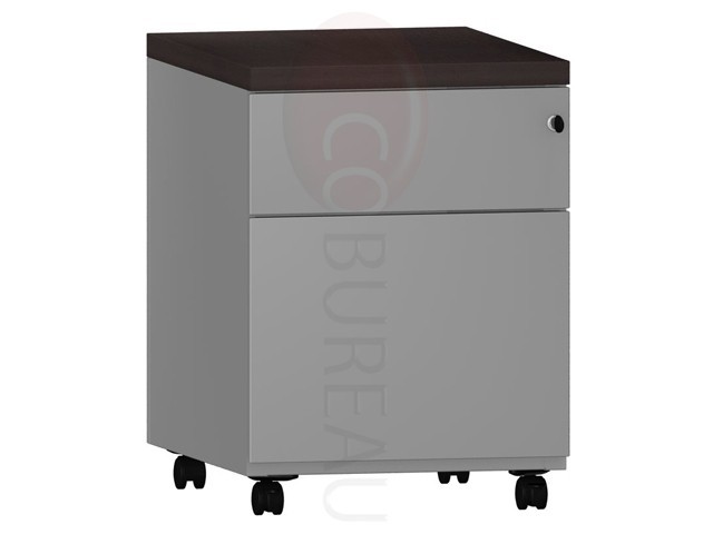 Caisson mobile metallique 2 tiroirs top wengué