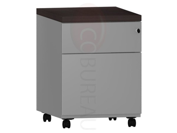Caisson mobile metallique 2 tiroirs top wengué