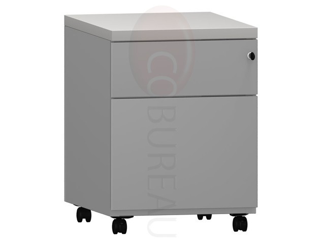 Caisson mobile metallique 2 tiroirs top gris