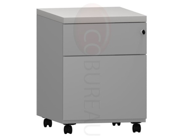 Caisson mobile metallique 2 tiroirs top gris