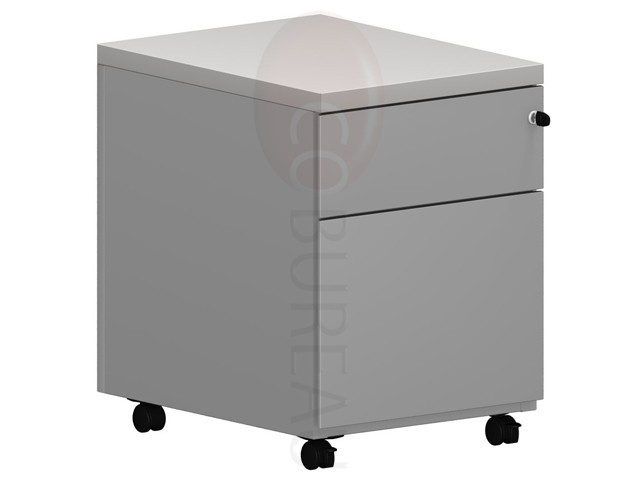 Caisson mobile metallique 2 tiroirs top gris