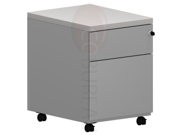Caisson mobile metallique 2 tiroirs top gris