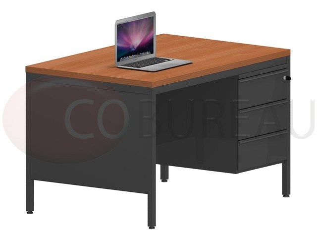Bureau demi-ministre 120 cm métal 3 tiroirs