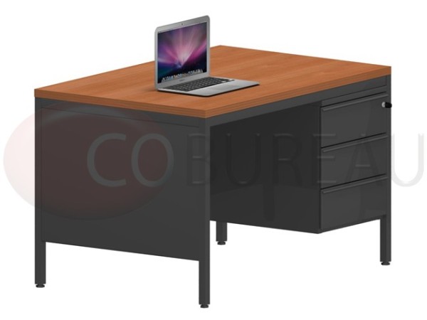Bureau demi-ministre 120 cm métal 3 tiroirs