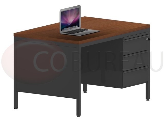 Bureau demi-ministre 120 cm métal caisson 3 tiroirs