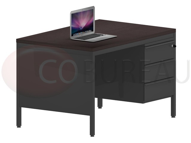 Bureau demi-ministre 120 cm métal 3 tiroirs
