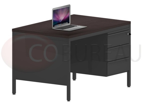 Bureau demi-ministre 120 cm métal 3 tiroirs