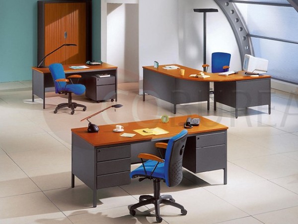 Bureau demi-ministre 120 cm métal 3 tiroirs