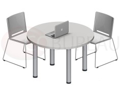 Table ronde Pro métal 100 cm - pieds tube rond plateau wengué 2