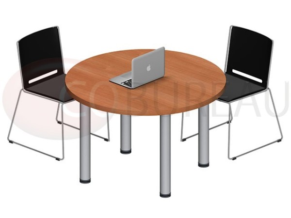 Table ronde Pro métal 100 cm - pieds tube rond plateau poirier