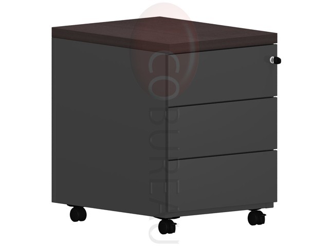 Caisson mobile 3 tiroirs Pro métal noir