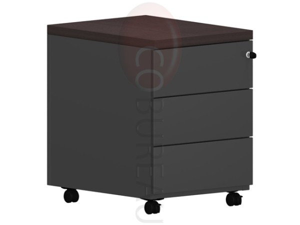 Caisson mobile 3 tiroirs Pro métal noir
