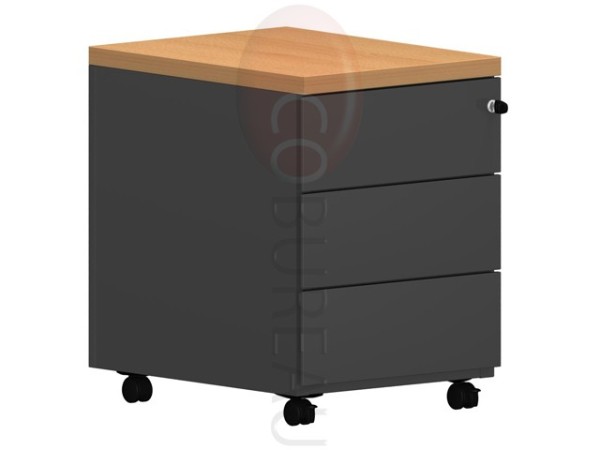 Caisson mobile 3 tiroirs Pro métal noir