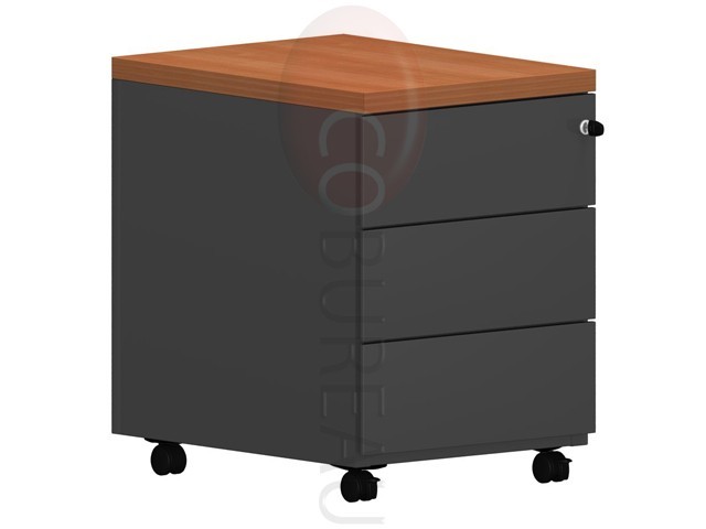 Caisson mobile 3 tiroirs Pro métal noir