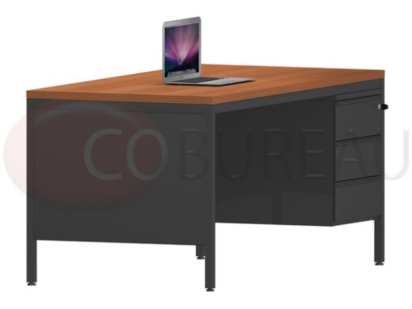 Bureau demi-ministre 160 cm métal 3 tiroirs