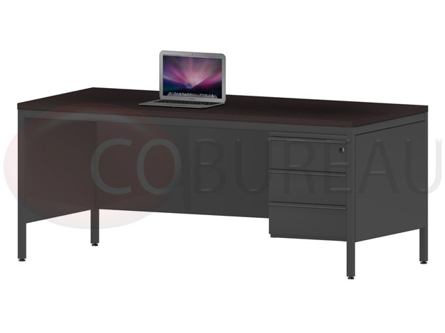 Bureau demi-ministre 180 cm métal 3 tiroirs