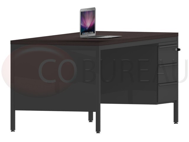 Bureau demi-ministre 180 cm métal 3 tiroirs