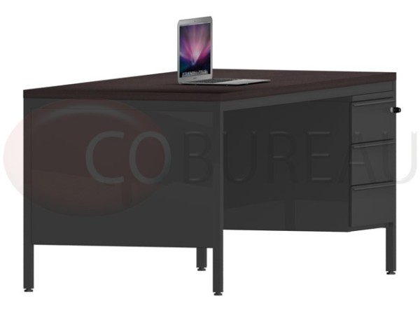 Bureau demi-ministre 180 cm métal 3 tiroirs
