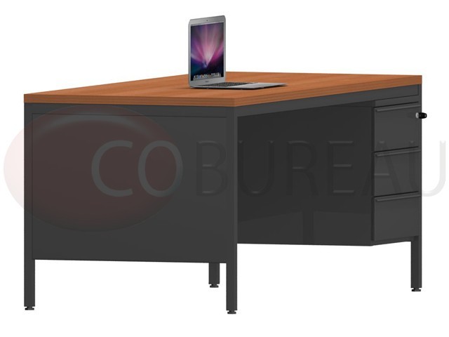 Bureau demi-ministre 180 cm caisson 3 tiroirs