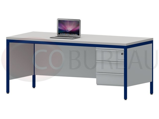 Bureau demi-ministre 180 cm métal 3 tiroirs