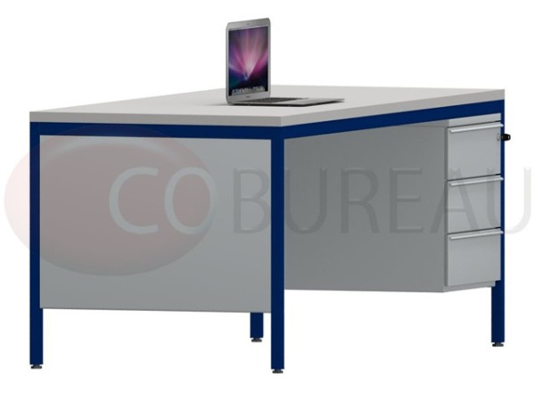 Bureau demi-ministre 180 cm métal 3 tiroirs