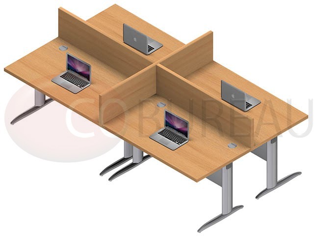 Ensemble 4 bureaux droit 120 Cm