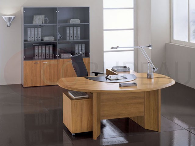 Bureau de direction Play avec plateau en demi-cercle Noyer