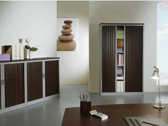 Armoire rideaux Wengé