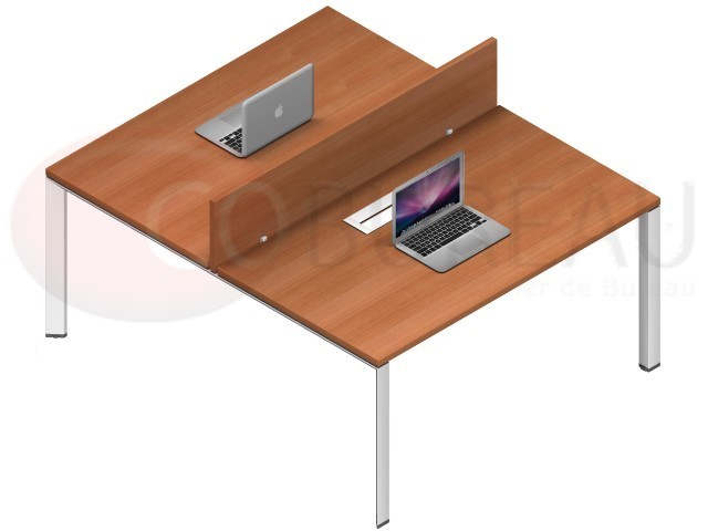 Bench 2 bureaux 120 cm avec séparation poirier