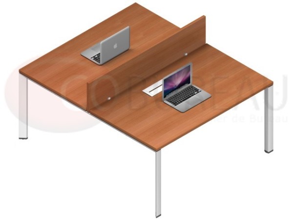 Bench 2 bureaux 120 cm avec séparation poirier