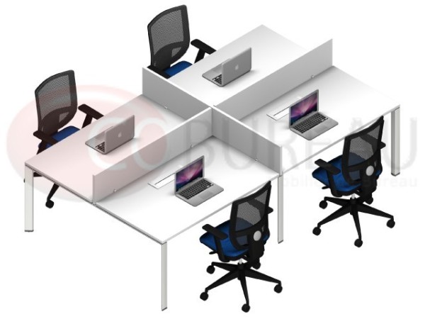 Bench 4 postes arko 120 cm blanc