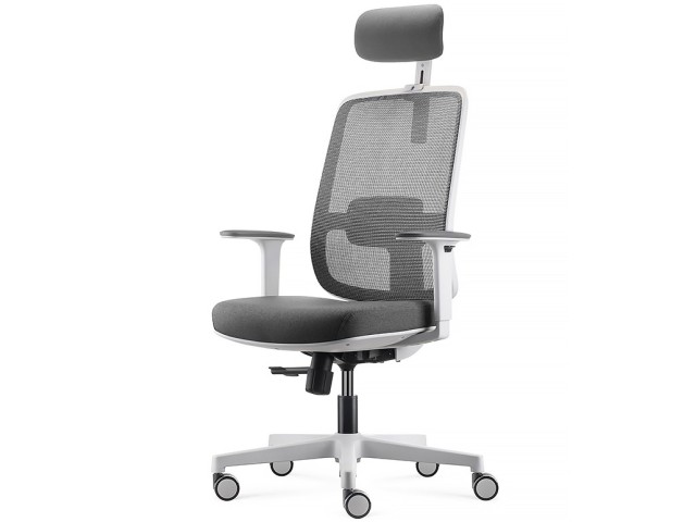fauteuil blanc de bureau pop avec appui-tête