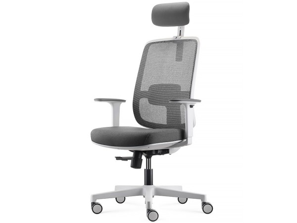 fauteuil blanc de bureau pop avec appui-tête