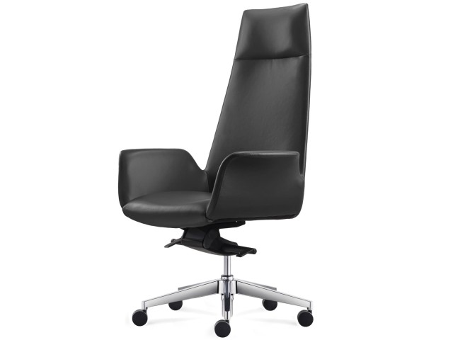 Fauteuil direction Vela cuir noir pleine fleur