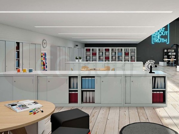 Armoire métallique basse à portes coulissantes