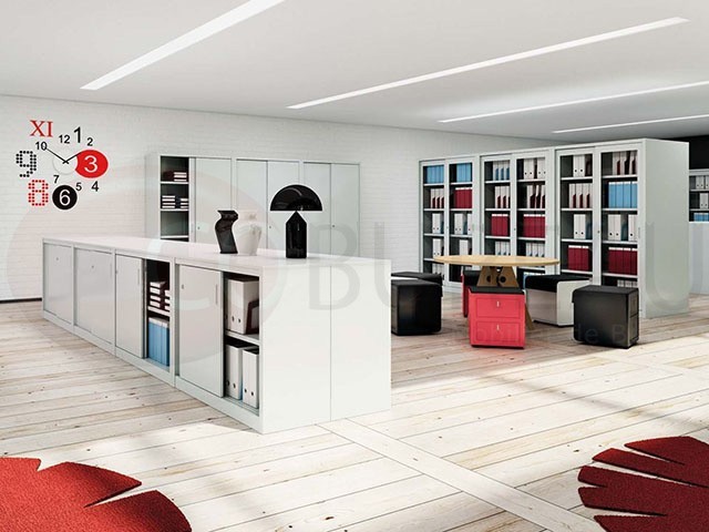 Armoire métallique basse à portes coulissantes