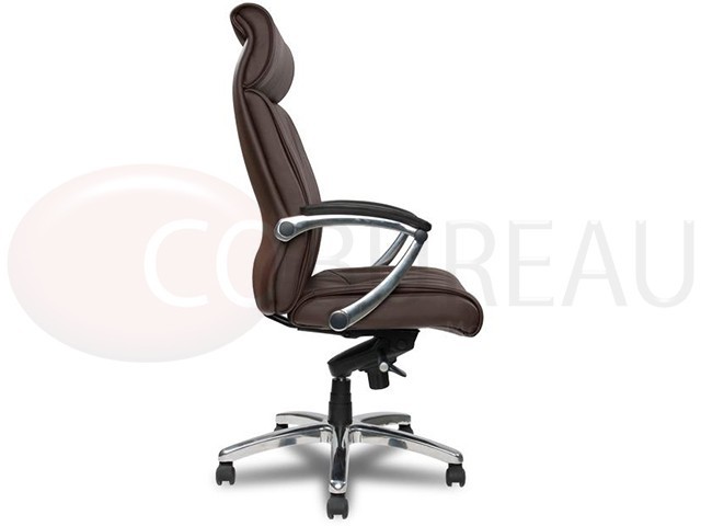 Fauteuil Boss - cuir véritable - dossier haut