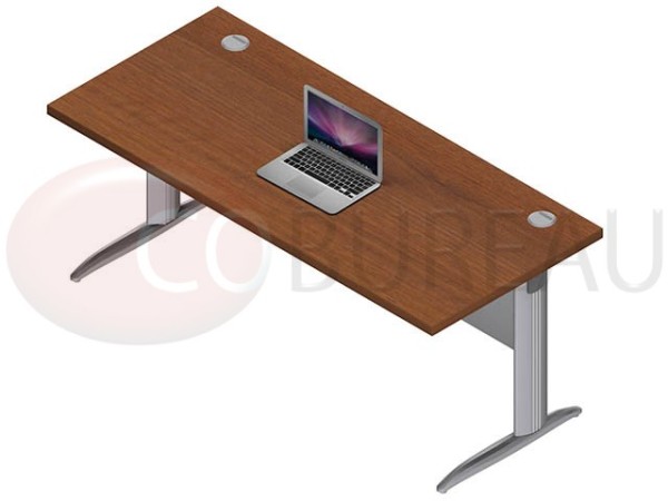 Bureau Droit Pro métal 180 Cm couleur Noyer