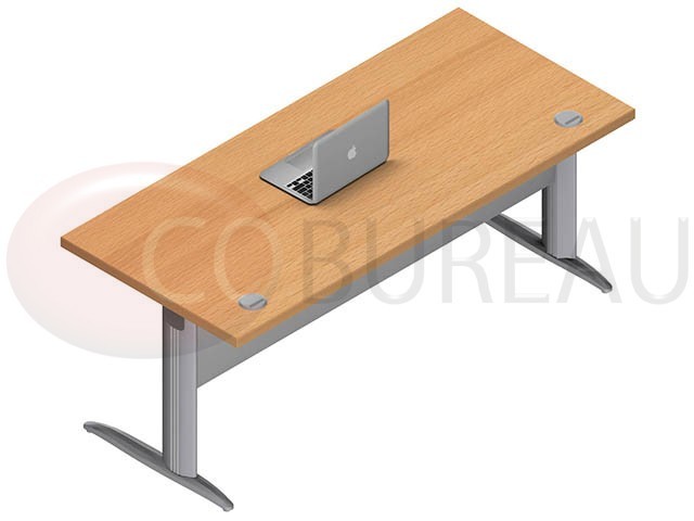 Bureau Droit Pro métal 180 Cm couleur Hêtre