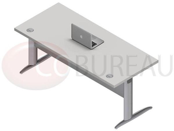 Bureau Droit Pro métal 180 Cm couleur Gris