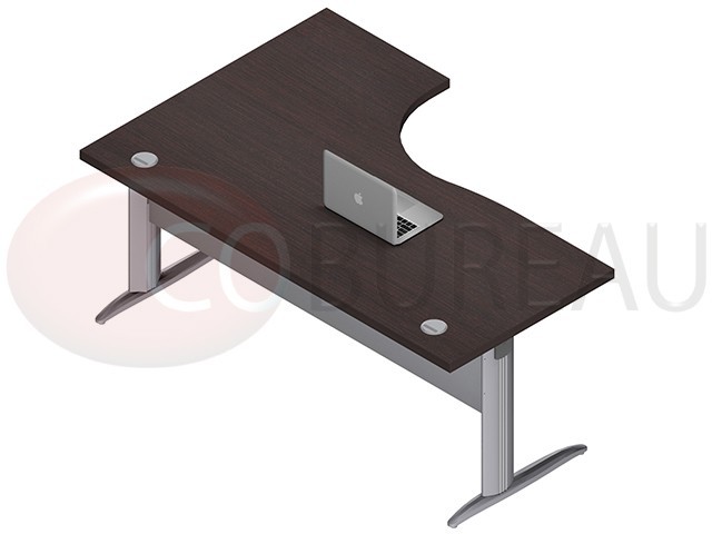 Bureau plateau compact pieds en L 