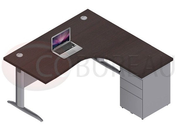 Bureau compact 160 cm Pro métal avec caisson hauteur bureau