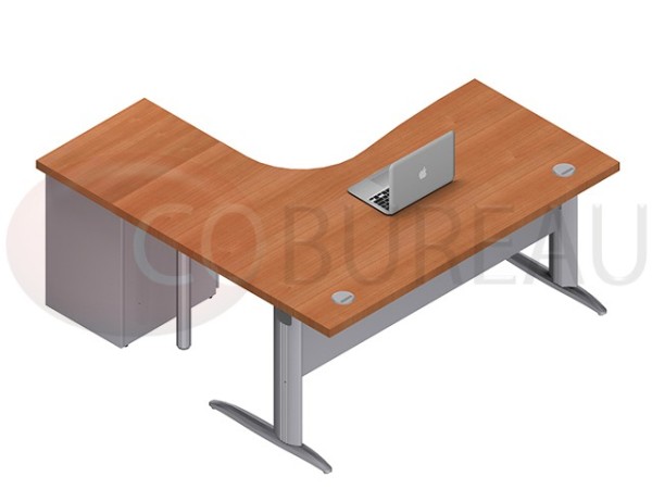 Bureau compact 160 cm avec caisson hauteur bureau 