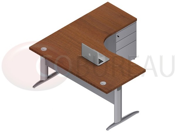 Bureau compact 160 Pro métal caisson hauteur bureau