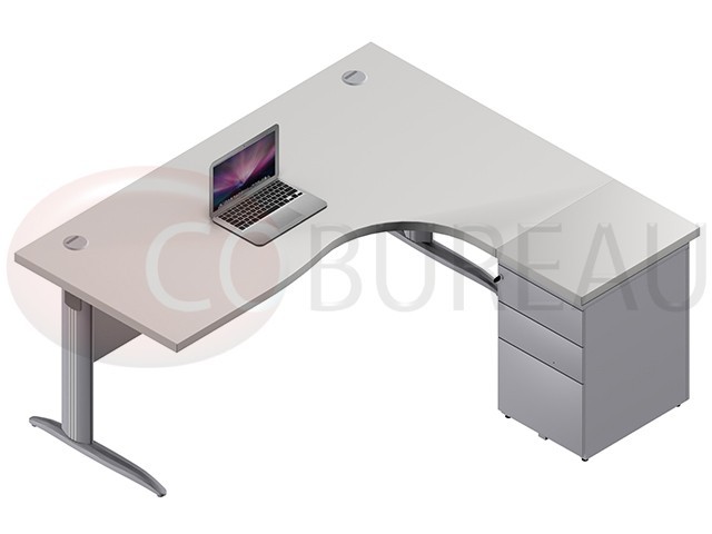 Bureau compact 180 avec caisson hauteur bureau