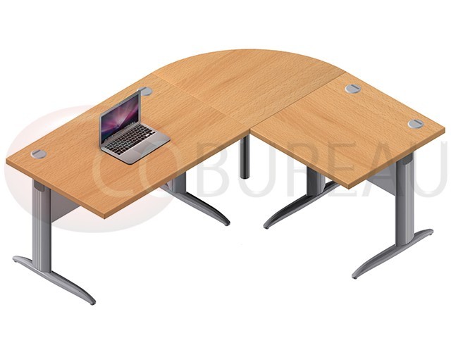Ensemble bureau 120 cm Pro métal avec angle de liaison 90° - retour 80 cm