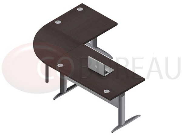 Ensemble bureau 140 cm Pro métal avec angle - retour 80