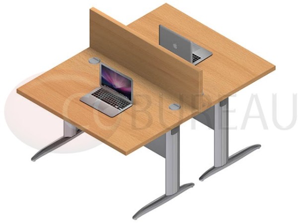 Ensemble 2 bureaux doit 120 Cm Pro métal 